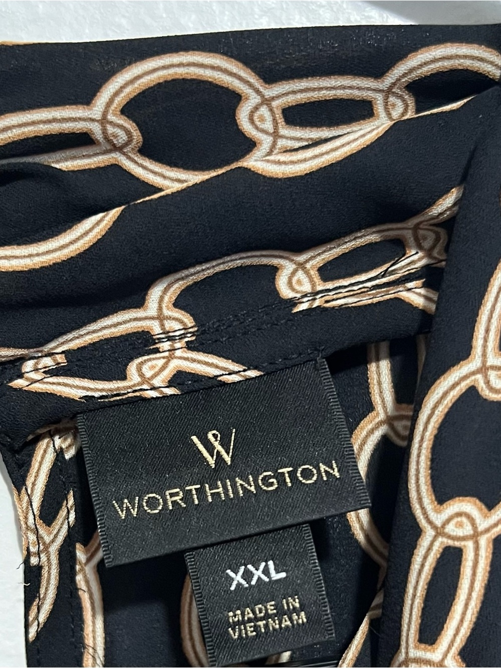 NWT Worthington Black & Beige Chain-Print Midi Dress Size XXL - Picture 5 of 8